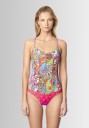 Corset Mailot One-piece Swimsuit - Pink Paisley